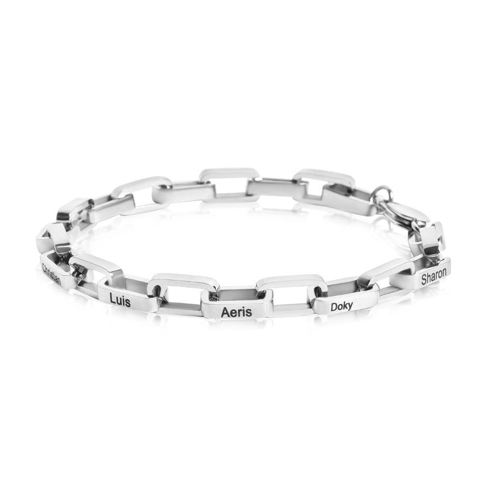 custom steel link chain bracelet men