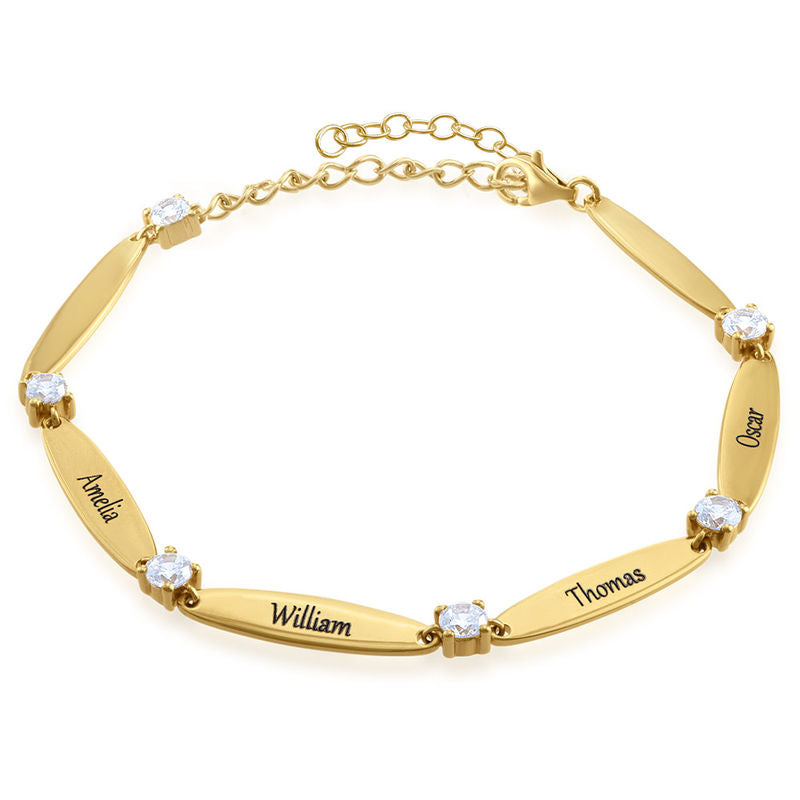Engraved Mother Bracelet with Cubic Zirconia